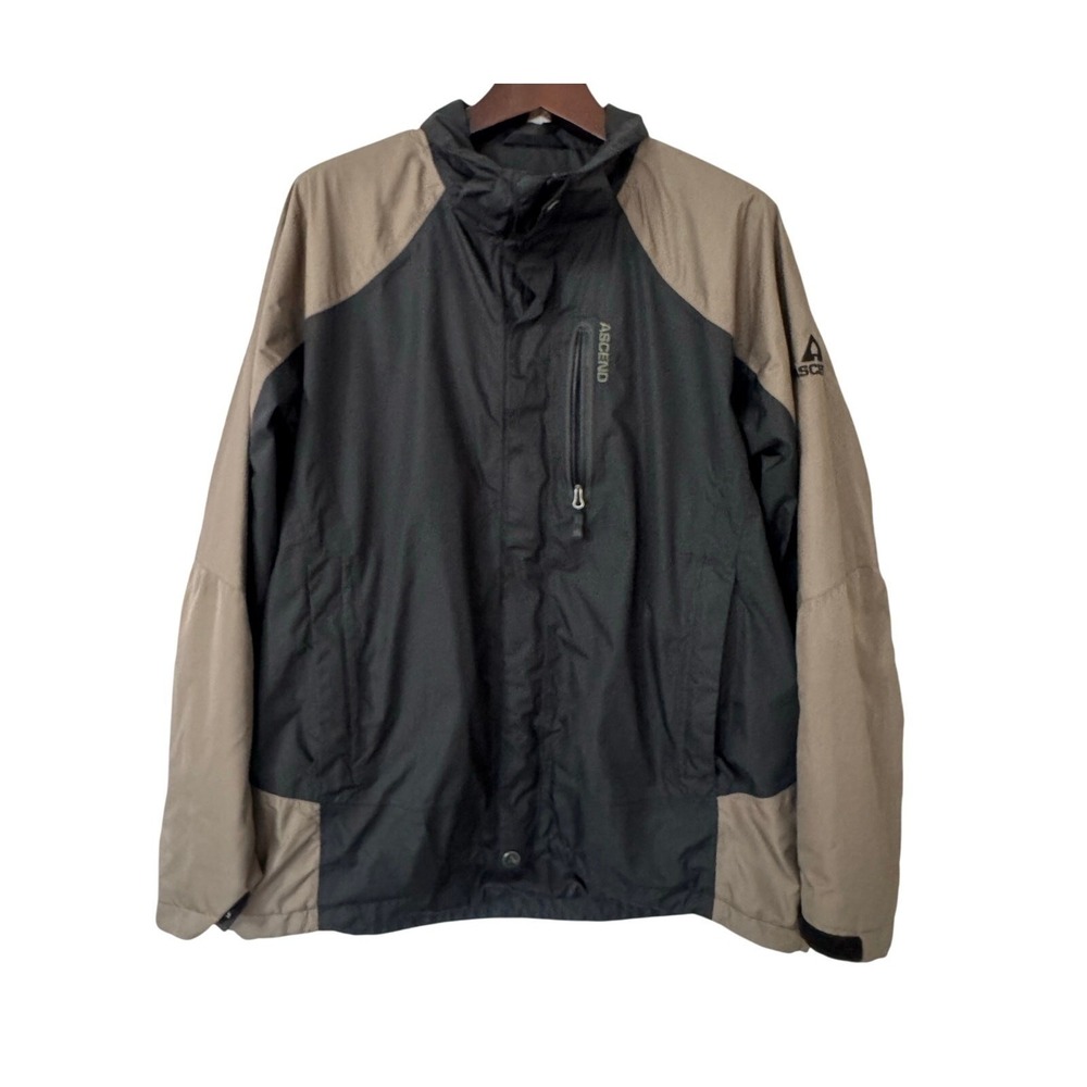 Ascend Mens Black and Brown Full Zip Jacket Missing Hood Size‎ XL
